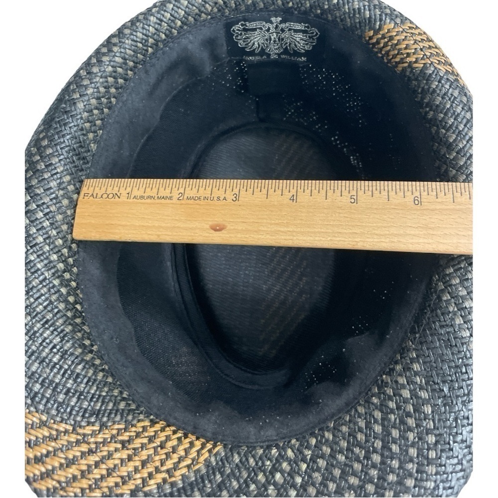 Angela & William Men's Hat L/XL Black & Tan 100% Paper Straw - Picture 11 of 13
